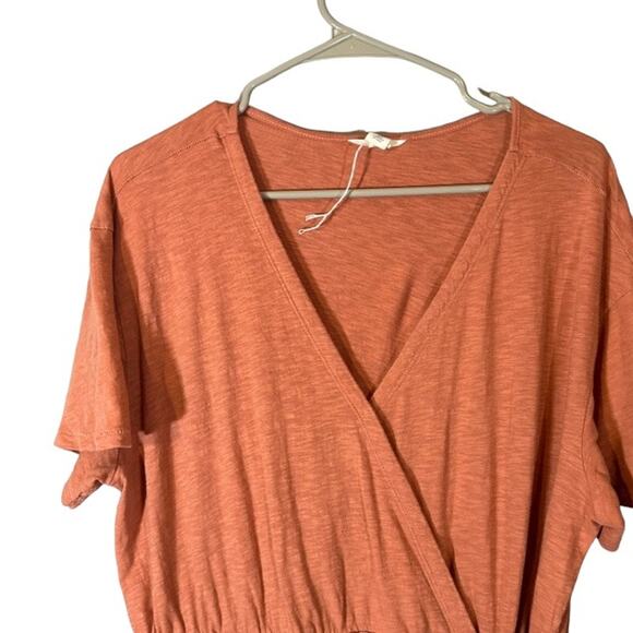 Caslon Salmon Pink Short Sleeve Cotton Wrap Style Front Dress Women Sz L - Picture 3 of 9